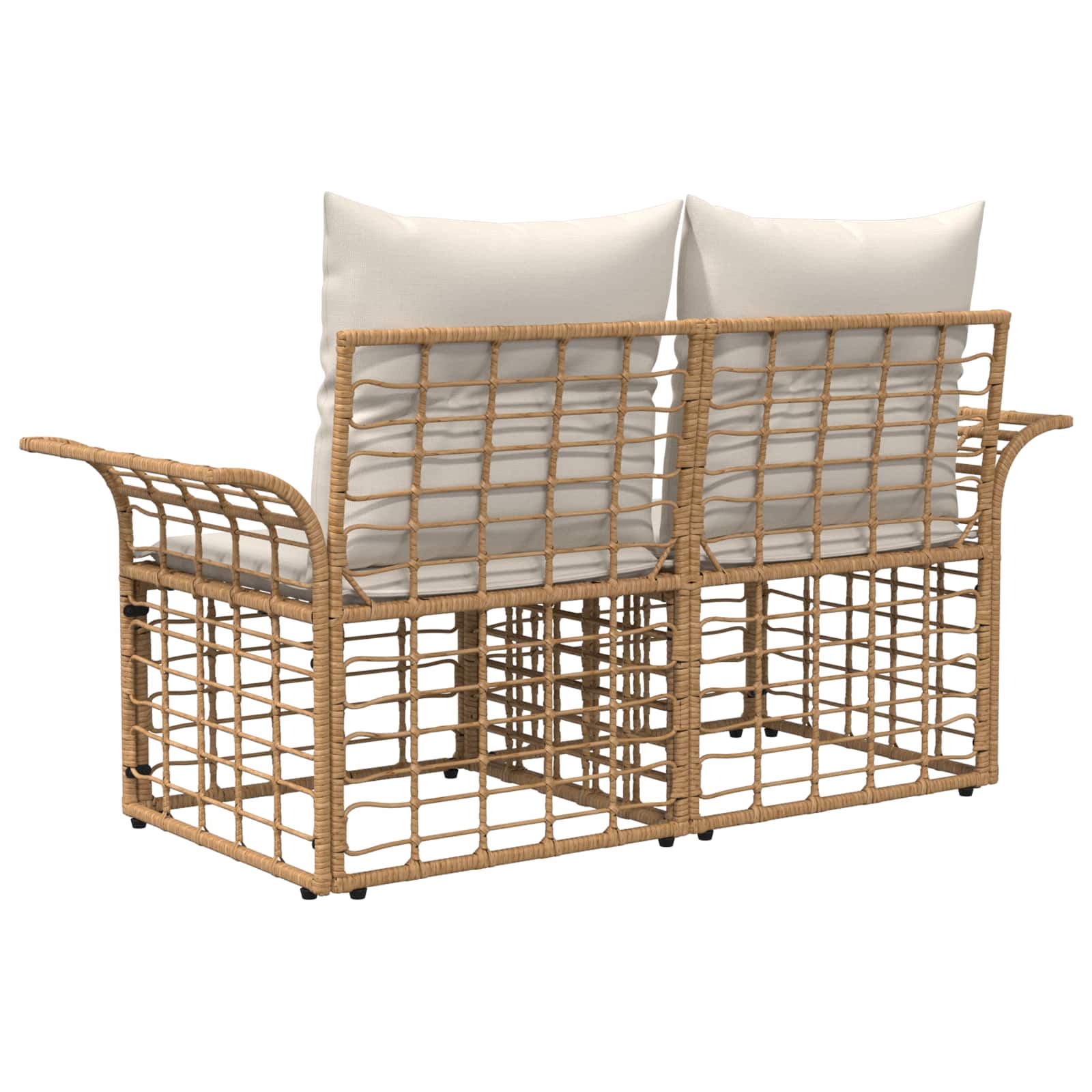 Outdoor-Lounge 2 pcs Natürlich und Cremweiß Poly-Rattan