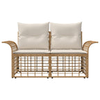 Outdoor-Lounge 2 pcs Natürlich und Cremweiß Poly-Rattan