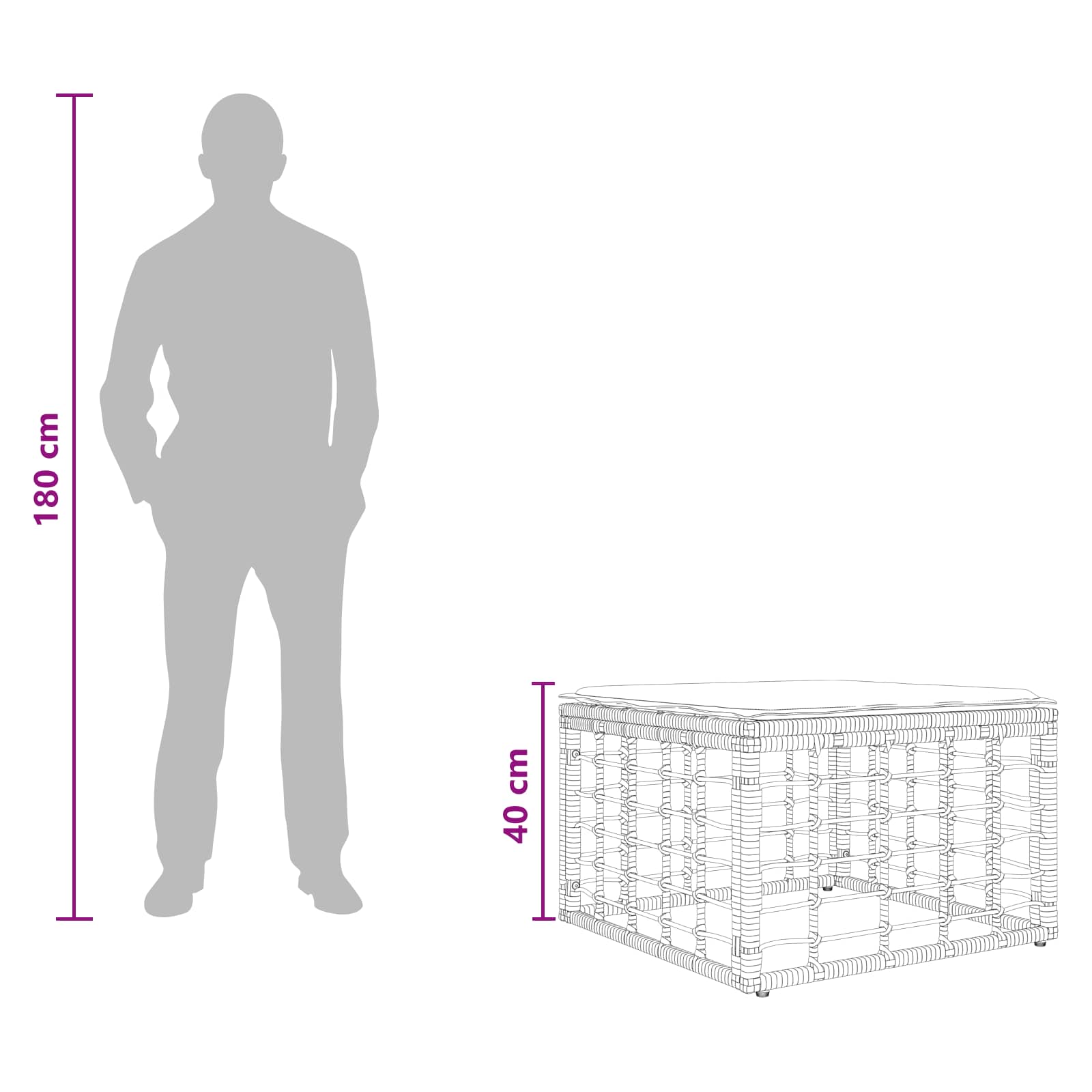 Garten-Fußhocker Natur Poly-Rattan