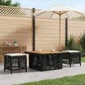 Garten Essgruppe mit Kissen 3 pcs Beige und Creme Poly-Rattan