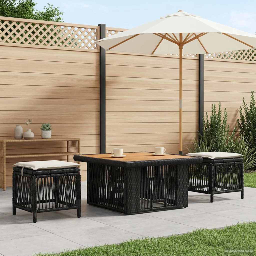 Garten Essgruppe mit Kissen 3 pcs Beige und Creme Poly-Rattan
