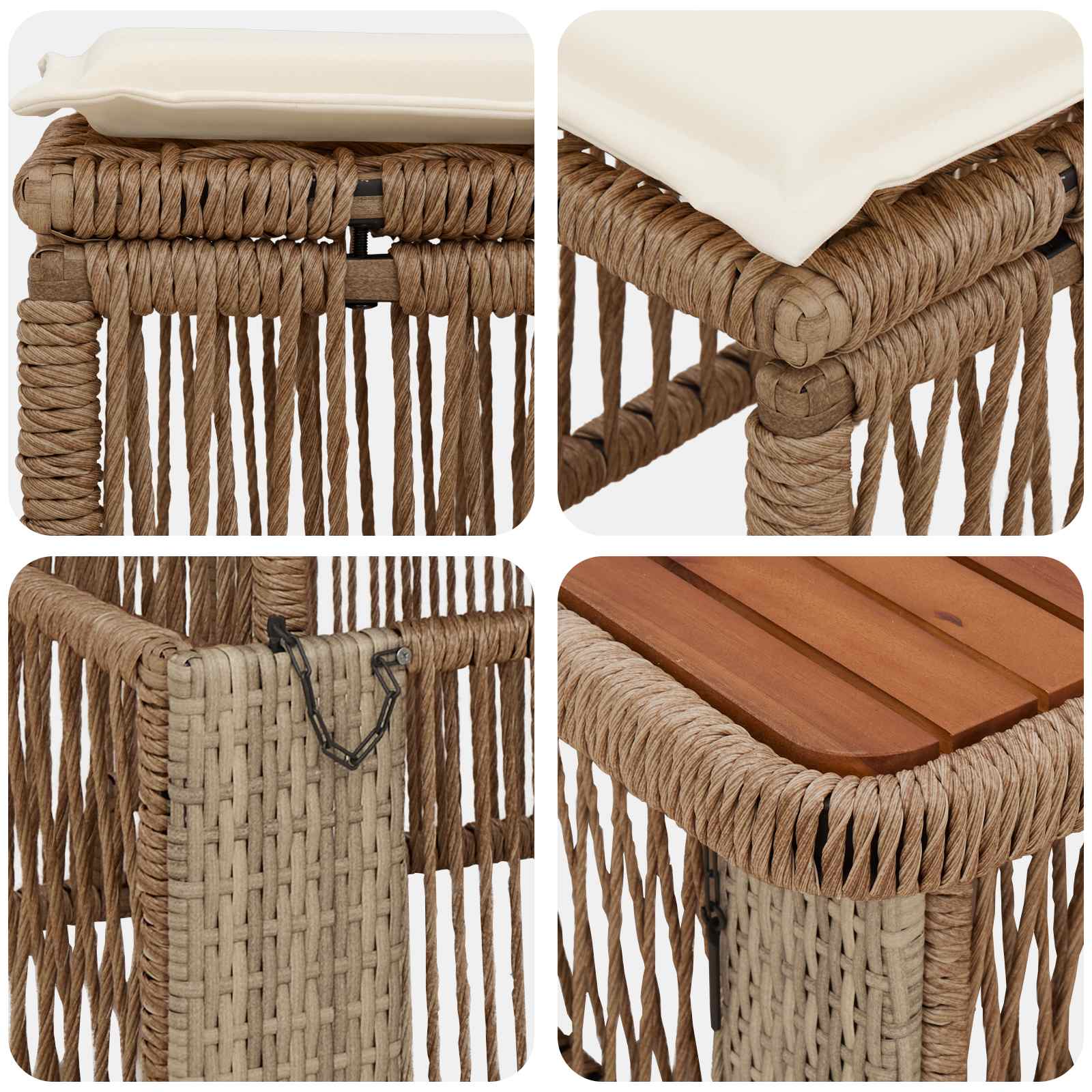 Garten Essgruppe mit Kissen 3 pcs Beige und Creme Poly-Rattan