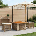 Garten Essgruppe mit Kissen 3 pcs Beige und Creme Poly-Rattan