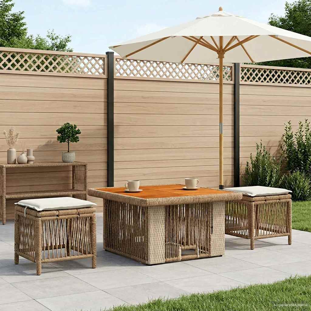 Garten Essgruppe mit Kissen 3 pcs Beige und Creme Poly-Rattan