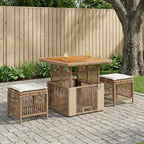 Garten Essgruppe mit Kissen 3 pcs Beige und Creme Poly-Rattan