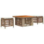 Garten Essgruppe mit Kissen 3 pcs Beige und Creme Poly-Rattan