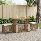 Garten Essgruppe mit Kissen 4 pcs Beige und Creme Poly-Rattan