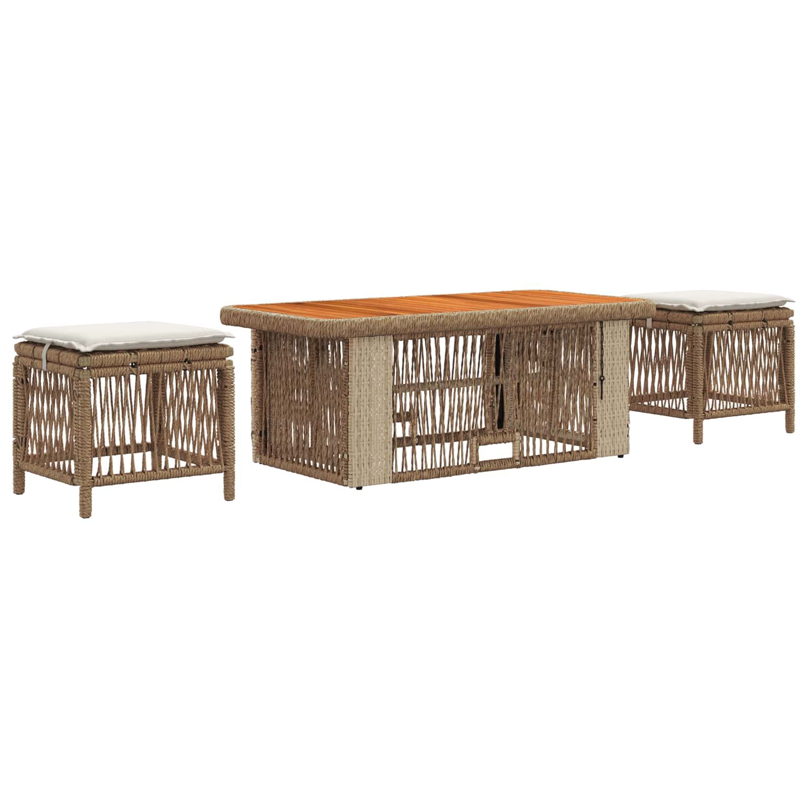 Garten Essgruppe mit Kissen 4 pcs Beige und Creme Poly-Rattan