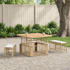 Garten Essgruppe mit Kissen 3 pcs Natur und Weiß