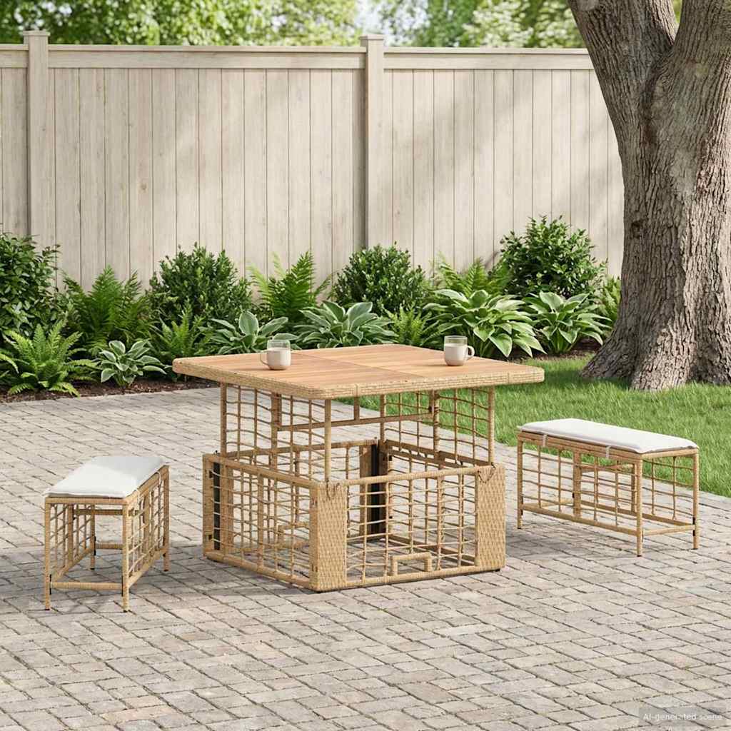 Garten Essgruppe mit Kissen 3 pcs Natur und Weiß
