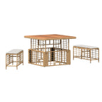 Garten Essgruppe mit Kissen 3 pcs Natur und Weiß