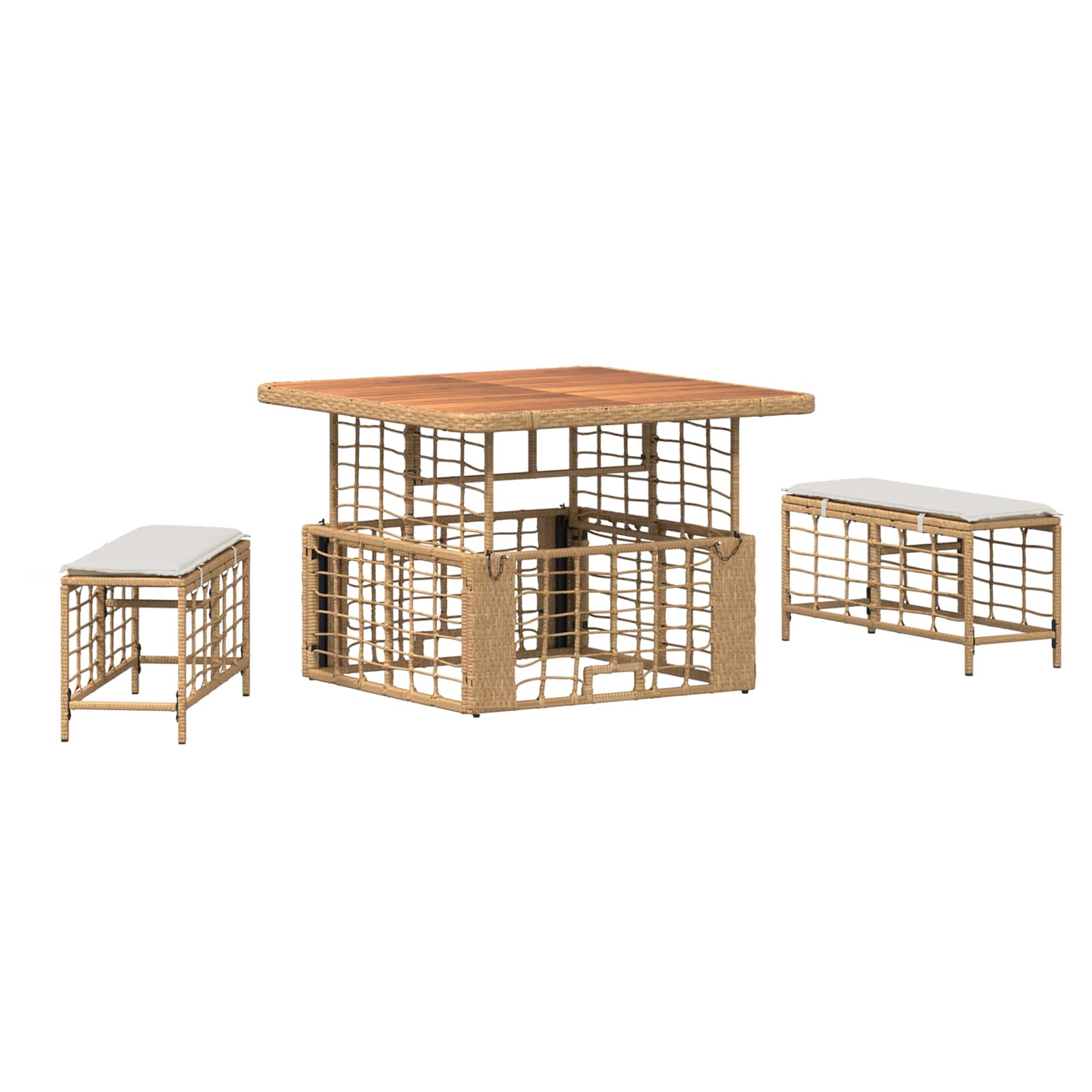 Garten Essgruppe mit Kissen 3 pcs Natur und Weiß