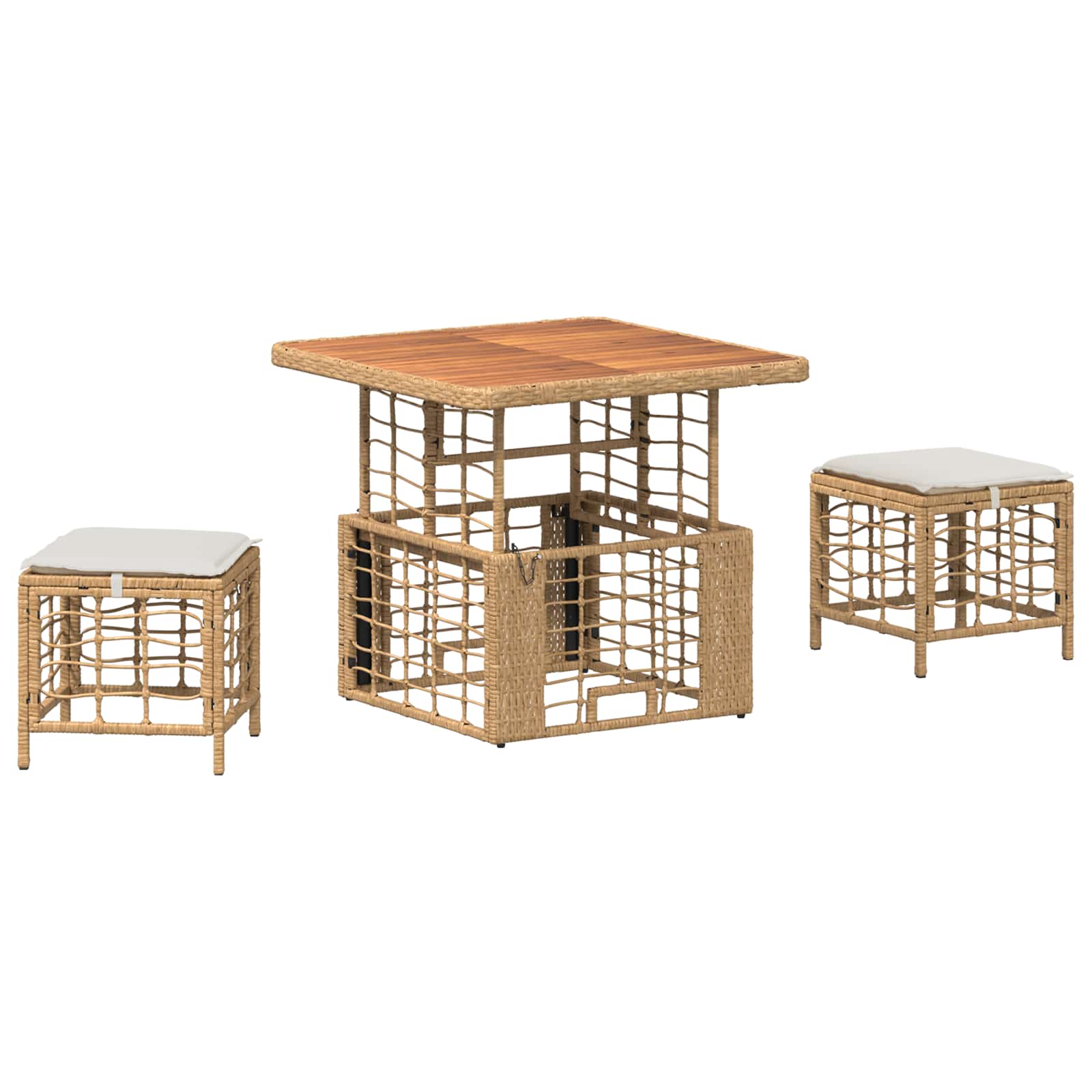 Garten Essgruppe mit Kissen 3 pcs Natur und Weiß