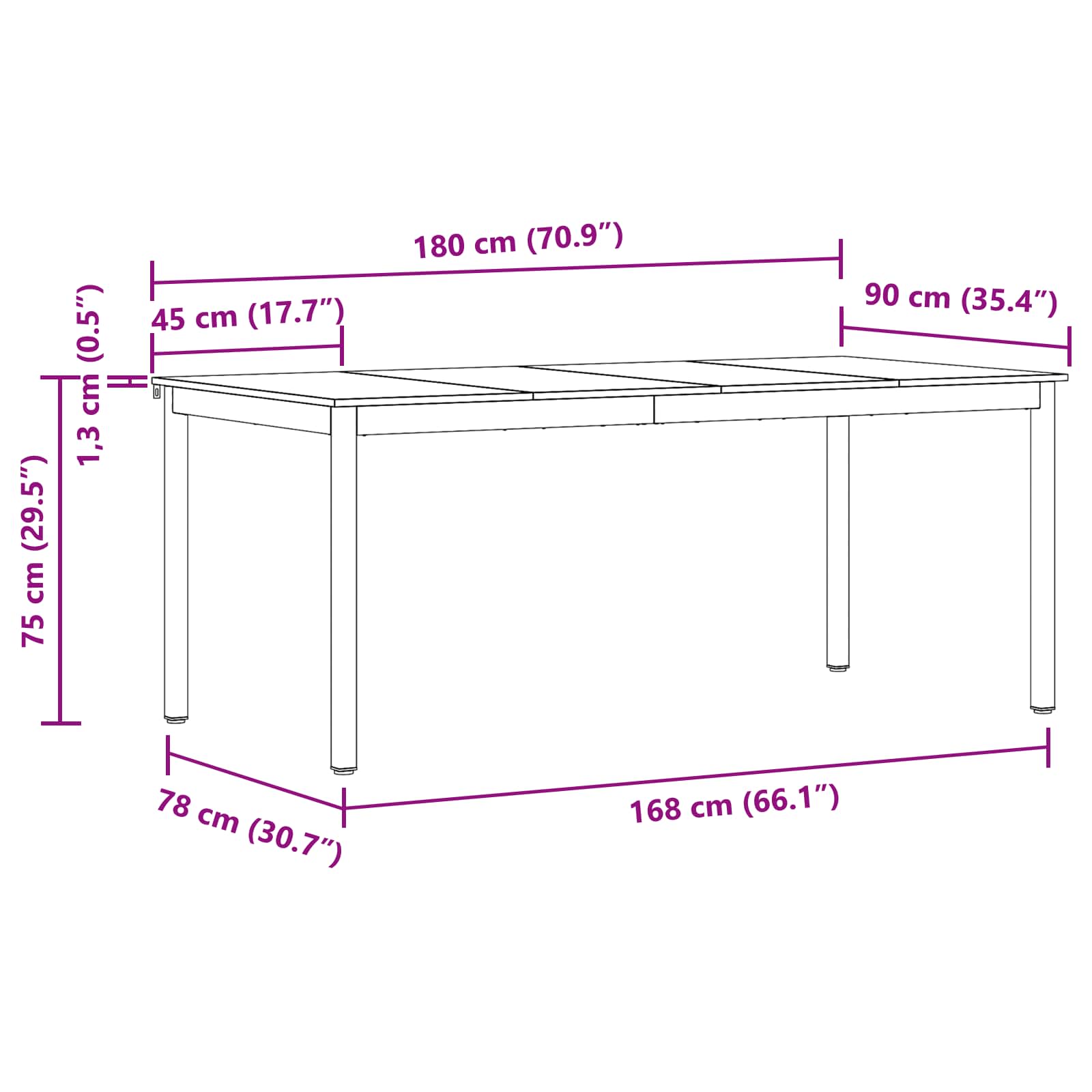 Esstische 2 pcs 180 x 90 x 75 cm Holzwerkstoff