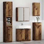 Badezimmerschrank-Set mit Regal mit Tür Altholz Holzwerkstoff