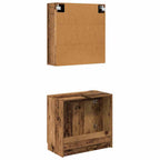 Badezimmerschrank-Set mit Regal mit Tür Altholz Holzwerkstoff