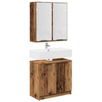 Badezimmerschrank-Set mit Regal mit Tür Altholz Holzwerkstoff