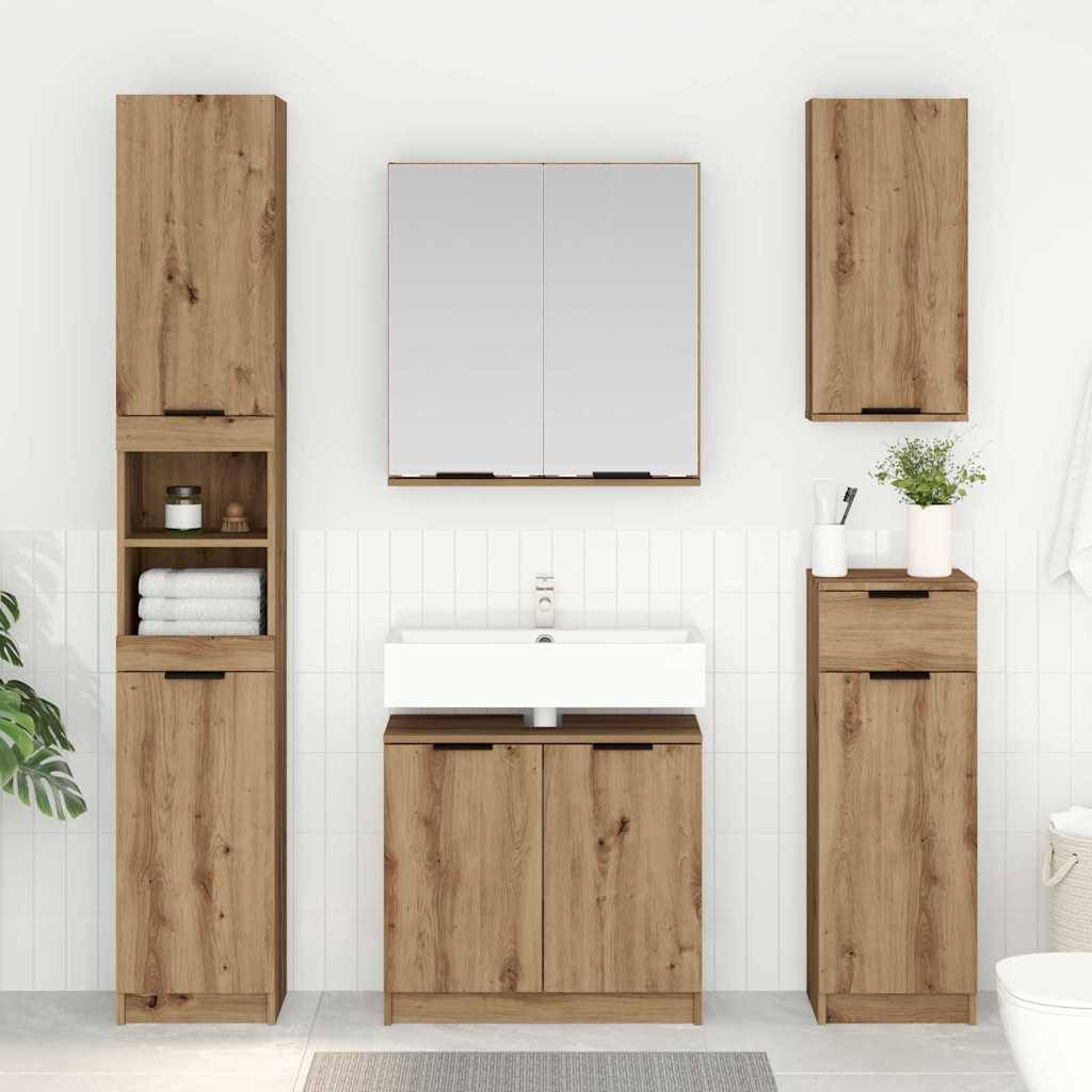 Badezimmerschrank-Set mit Regal Artisan-Eiche Holzwerkstoff
