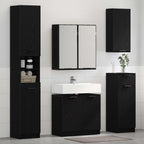 Badezimmermöbel-Set 3 pcs Schwarz Eichen-Optik Holzwerkstoff