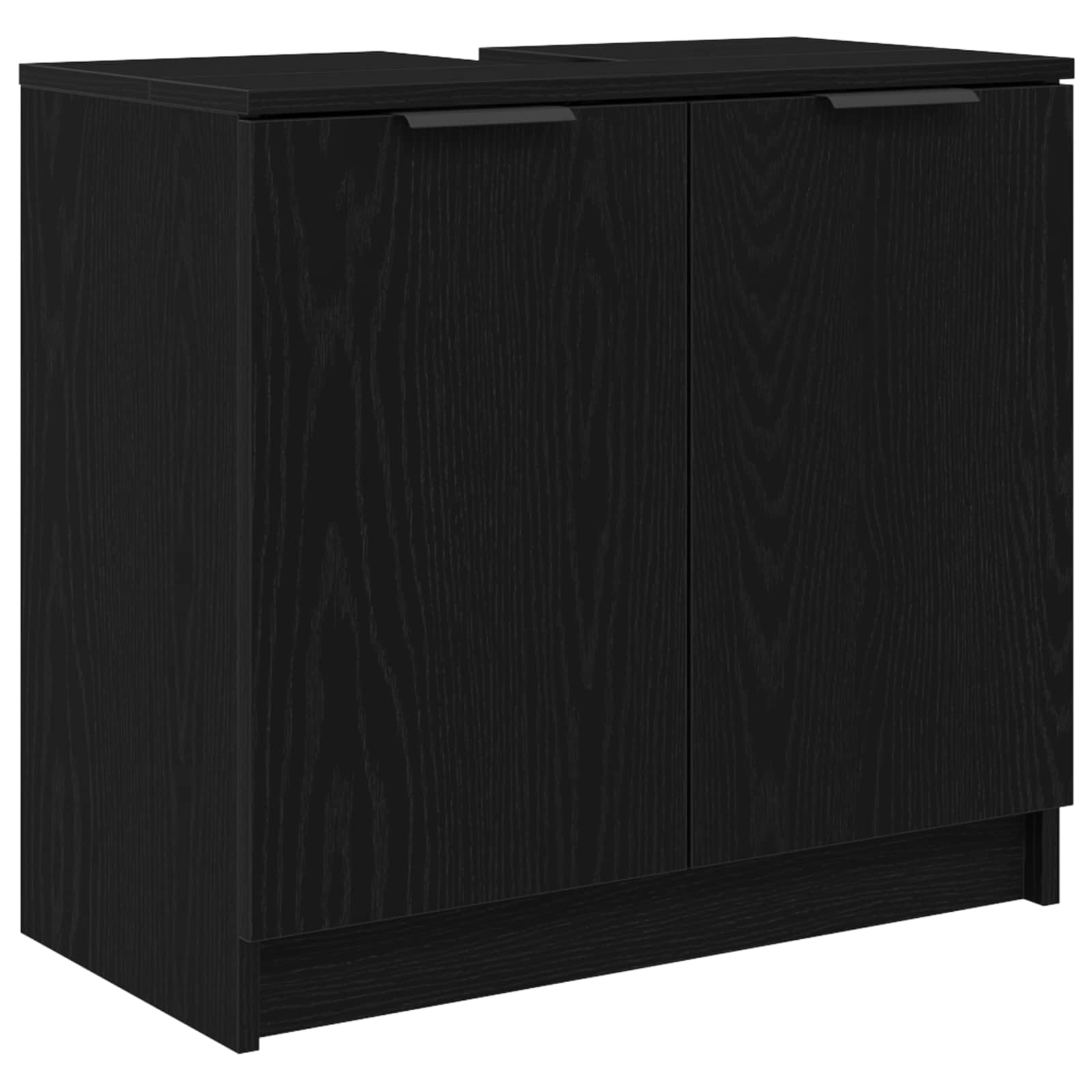 Badezimmermöbel-Set 3 pcs Schwarz Eichen-Optik Holzwerkstoff