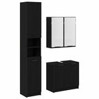 Badezimmerschrank-Set 3 Stück Schwarz Eichen-Optik Holzwerkstoff