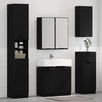 Badezimmerschrank-Set 2 Stück Schwarz Eichen-Optik Holzwerkstoff