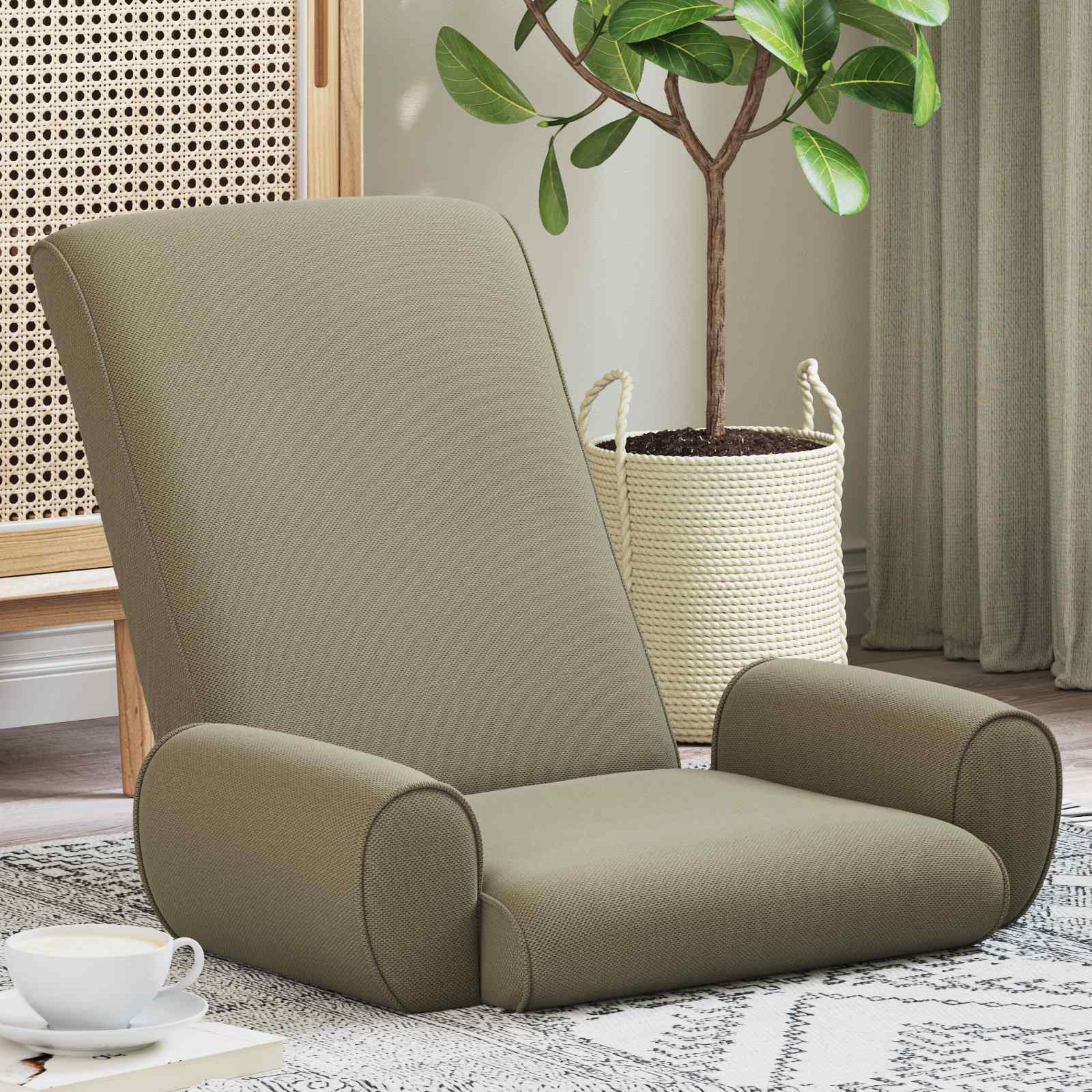 Verstellbarer Fußsessel Khaki Grobvelours