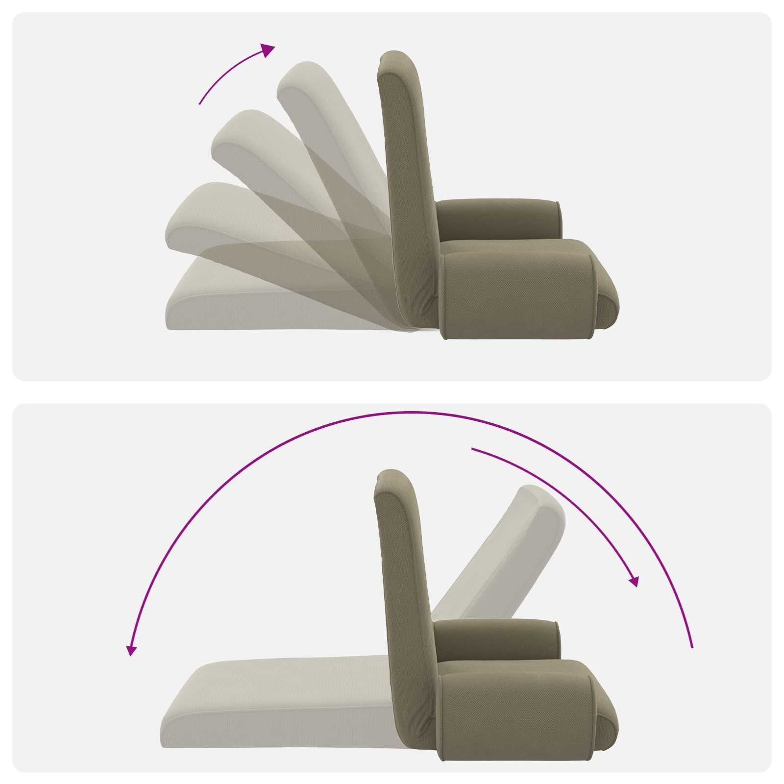 Verstellbarer Fußsessel Khaki Grobvelours
