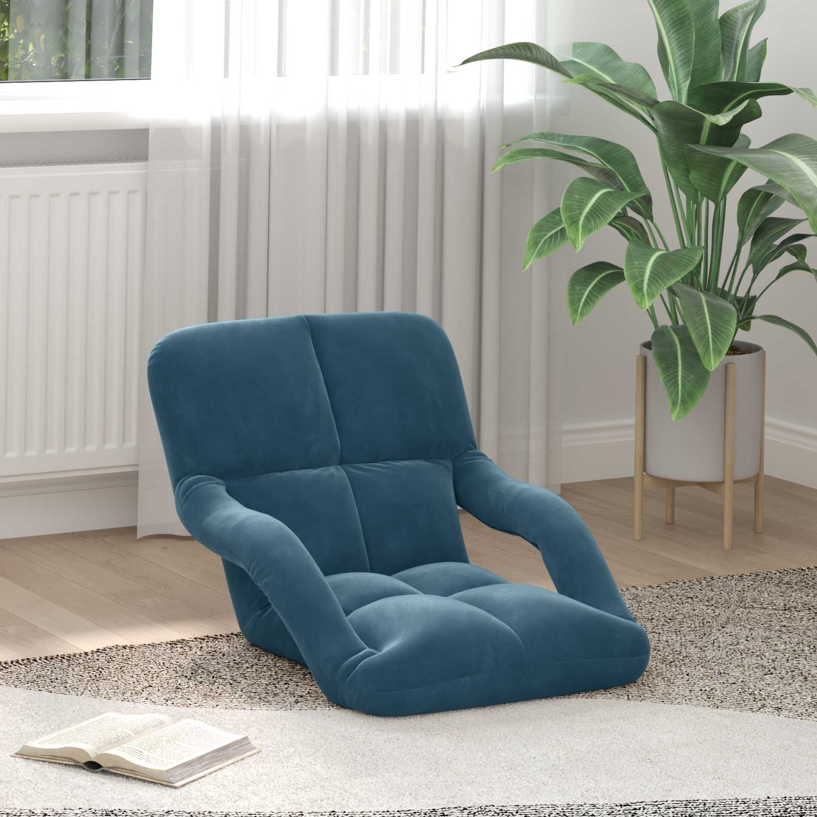 Verstellbarer Fußsessel Blau Samt