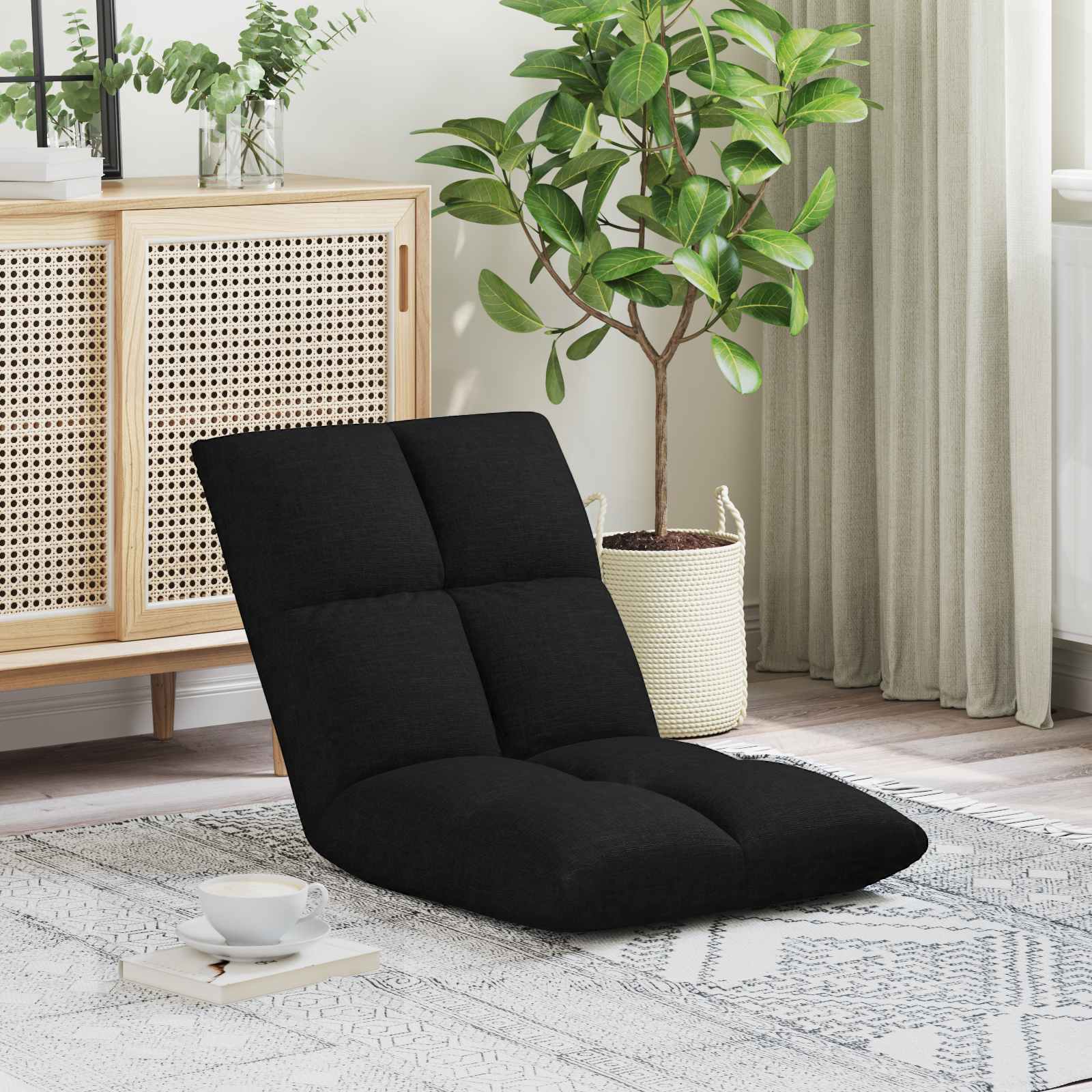 Verstellbarer Fußsessel Schwarz Stoff