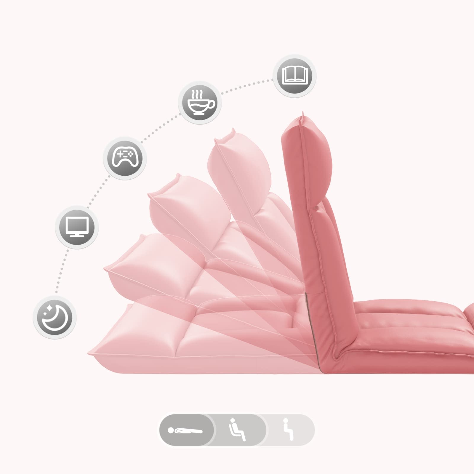 Verstellbarer Fußsessel Rosa Kunstleder