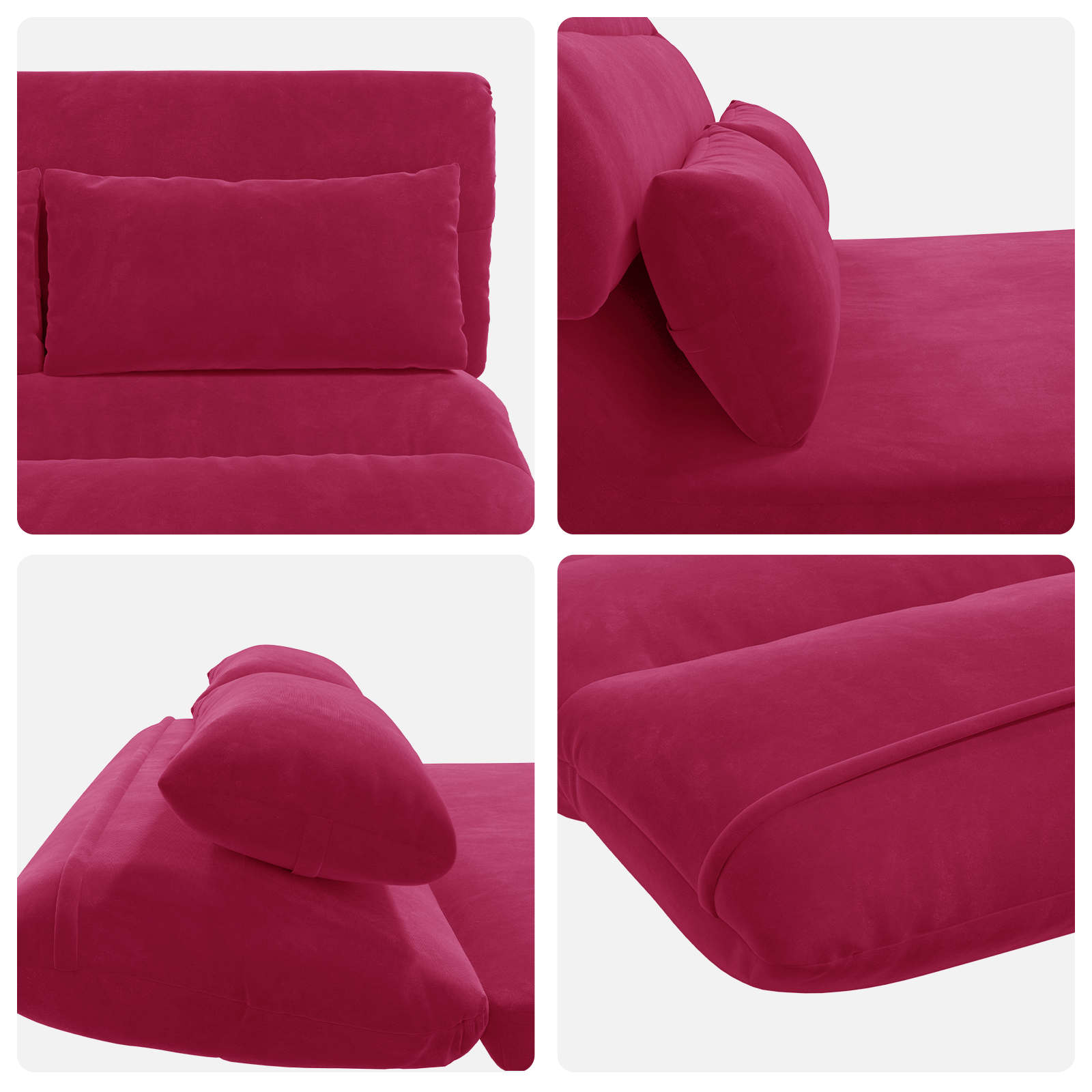 Verstellbarer Fußsessel Weinrot Samt