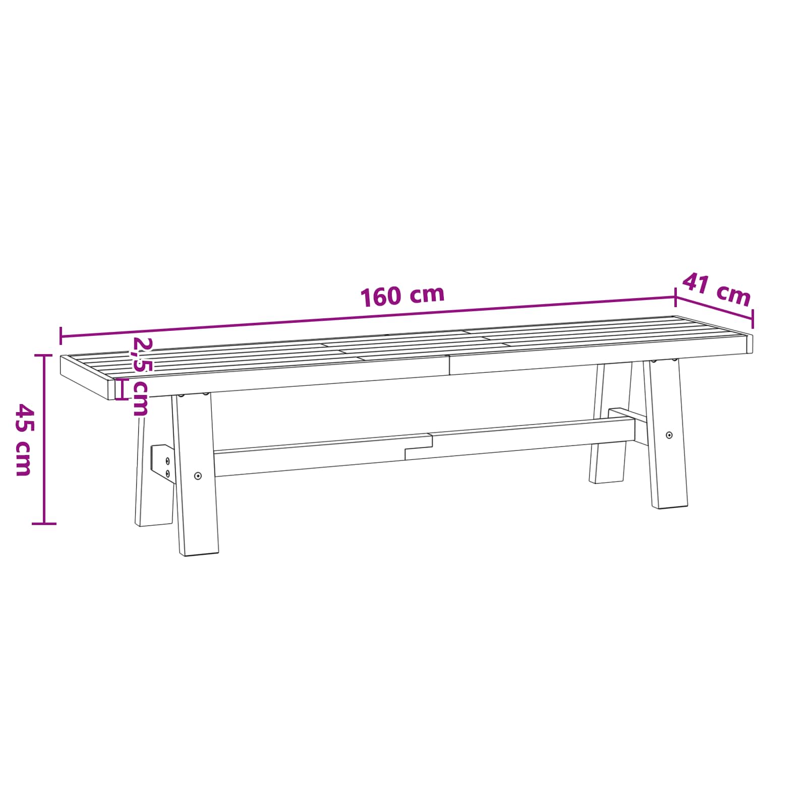 Esstischbank NOAIN 160 x 41 x 45 cm Massives Kiefernholz