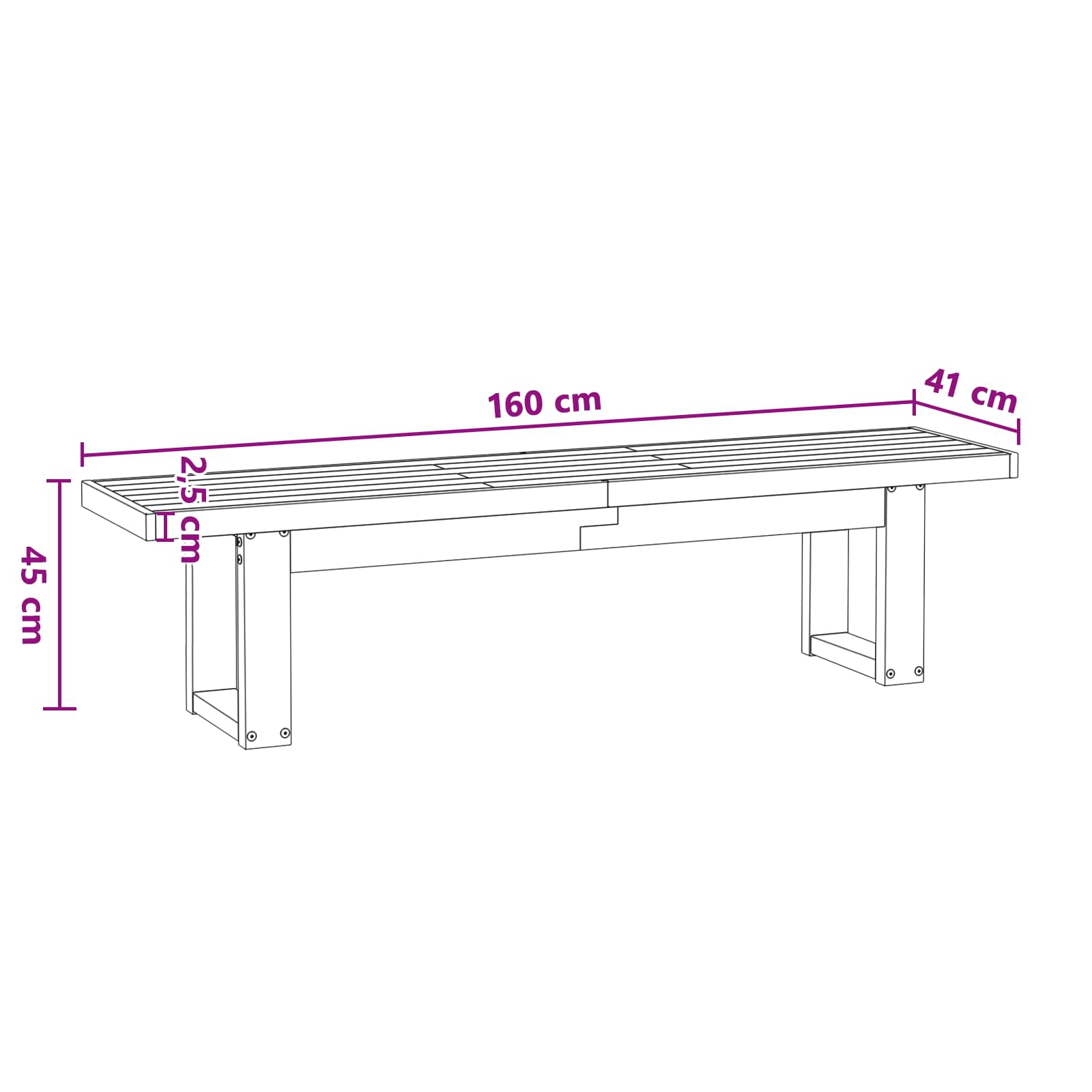 Esstischbank NOAIN 160 x 41 x 45 cm Massives Kiefernholz Natur