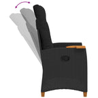 Liegestuhl mit Teeteller Schwarz 62 x 64 x 112 cm Poly-Rattan