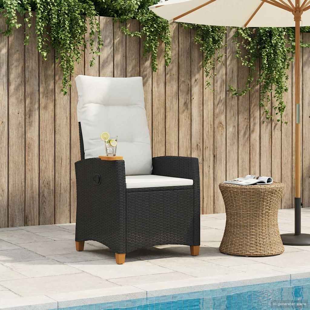 Liegestuhl mit Teeteller 62 x 64 x 112 cm Poly-Rattan