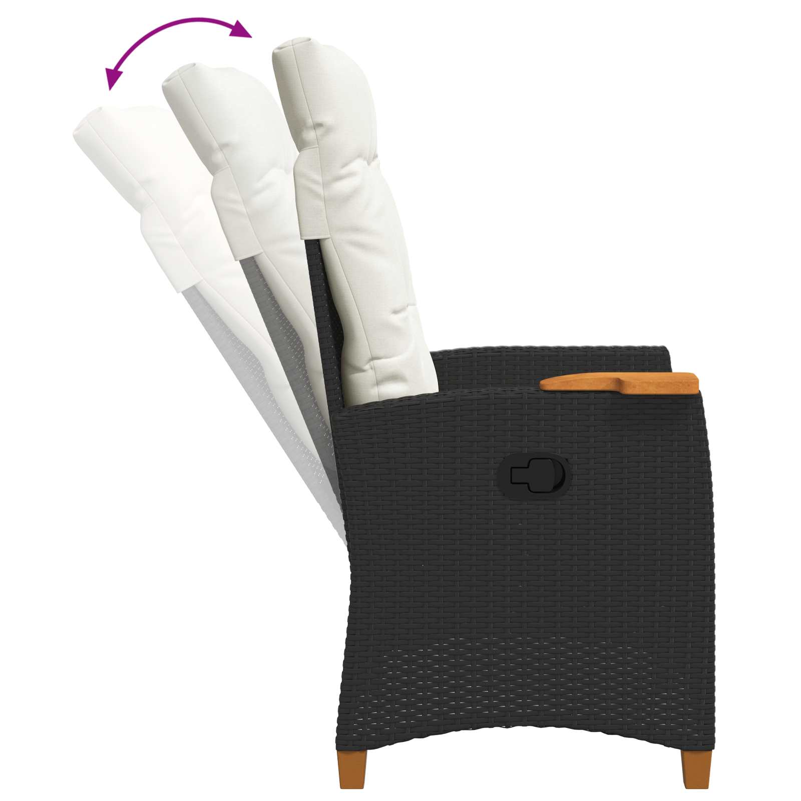 Liegestuhl mit Teeteller 62 x 64 x 112 cm Poly-Rattan