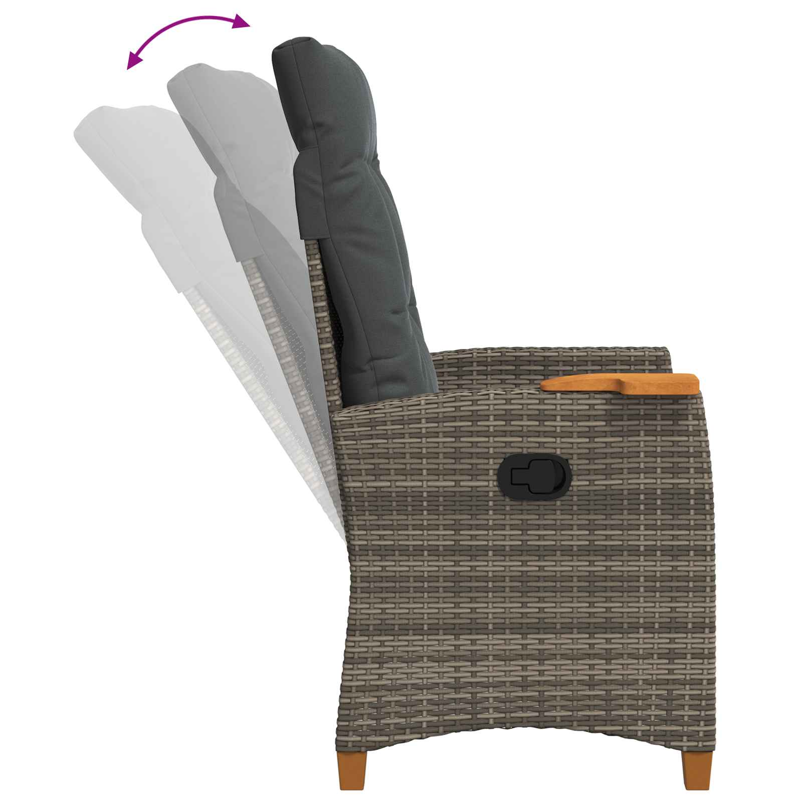 Liegestuhl mit Teeteller 62 x 64 x 112 cm Poly-Rattan
