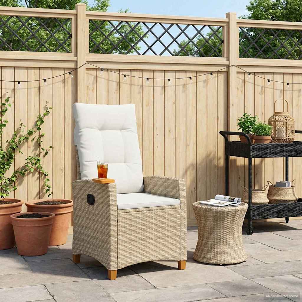 Liegestuhl mit Teeteller 62 x 64 x 112 cm Poly-Rattan