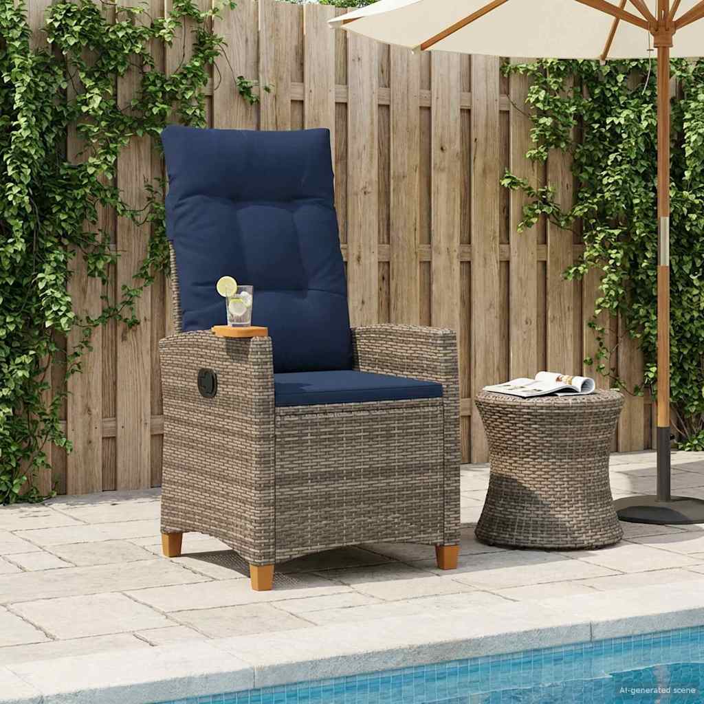 Liegestuhl mit Teeteller 62 x 64 x 112 cm Poly-Rattan