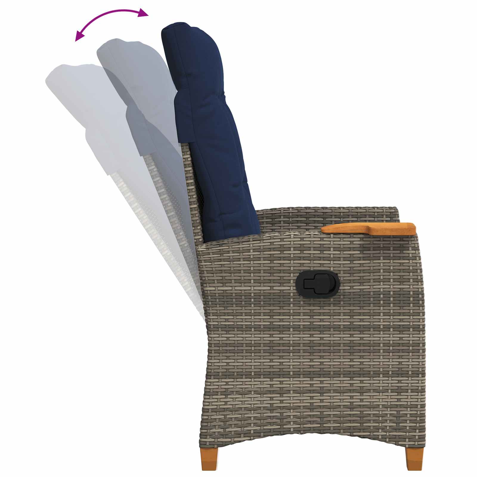 Liegestuhl mit Teeteller 62 x 64 x 112 cm Poly-Rattan