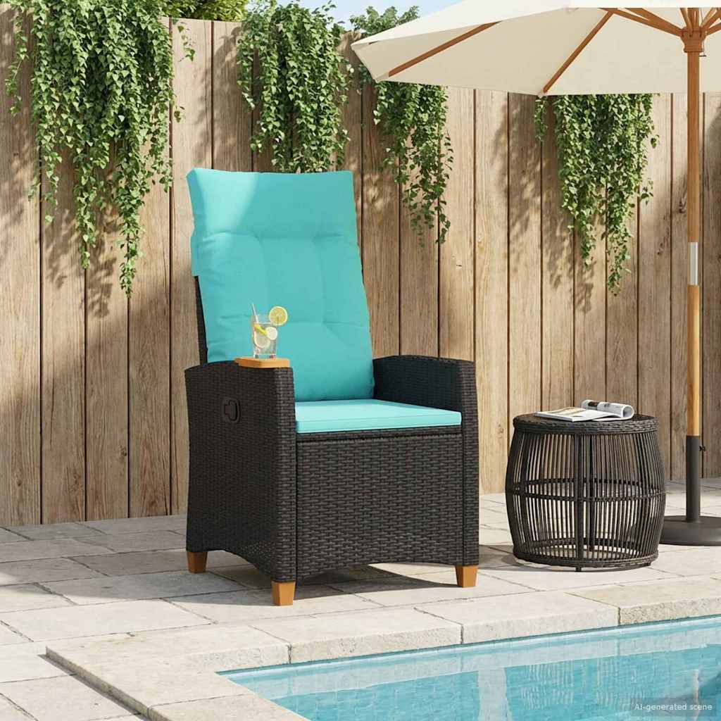 Liegestuhl mit Teeteller 62 x 64 x 112 cm Poly-Rattan