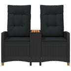 Liegebank mit Tisch Schwarz 126 x 65 x 112 cm Poly-Rattan