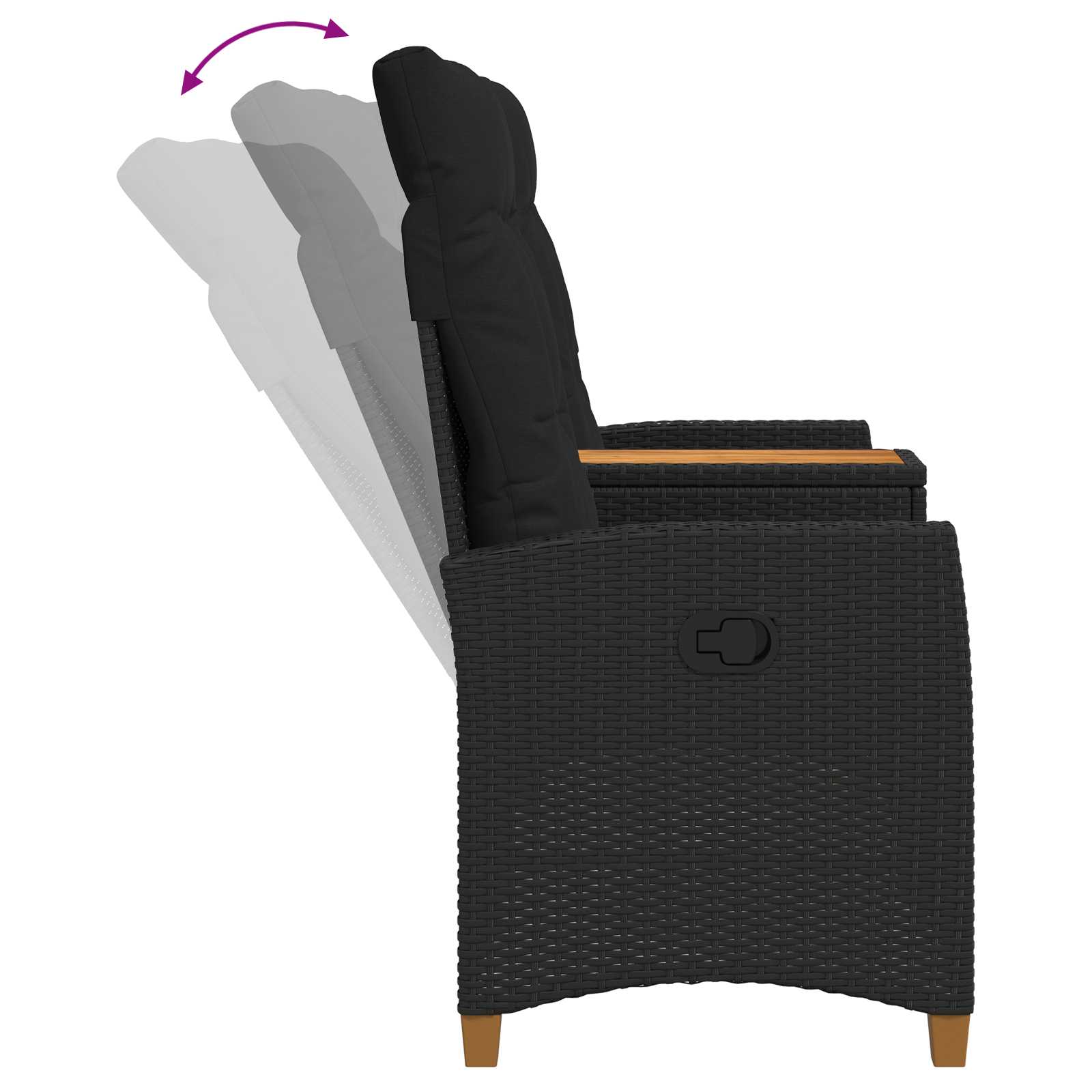 Liegebank mit Tisch Schwarz 126 x 65 x 112 cm Poly-Rattan