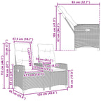 Liegebank mit Tisch Schwarz 126 x 65 x 112 cm Poly-Rattan
