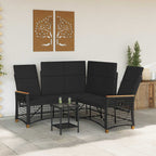 Garten Liegesofa Set Verstellbar Schwarz 164 x 164 x 112 cm