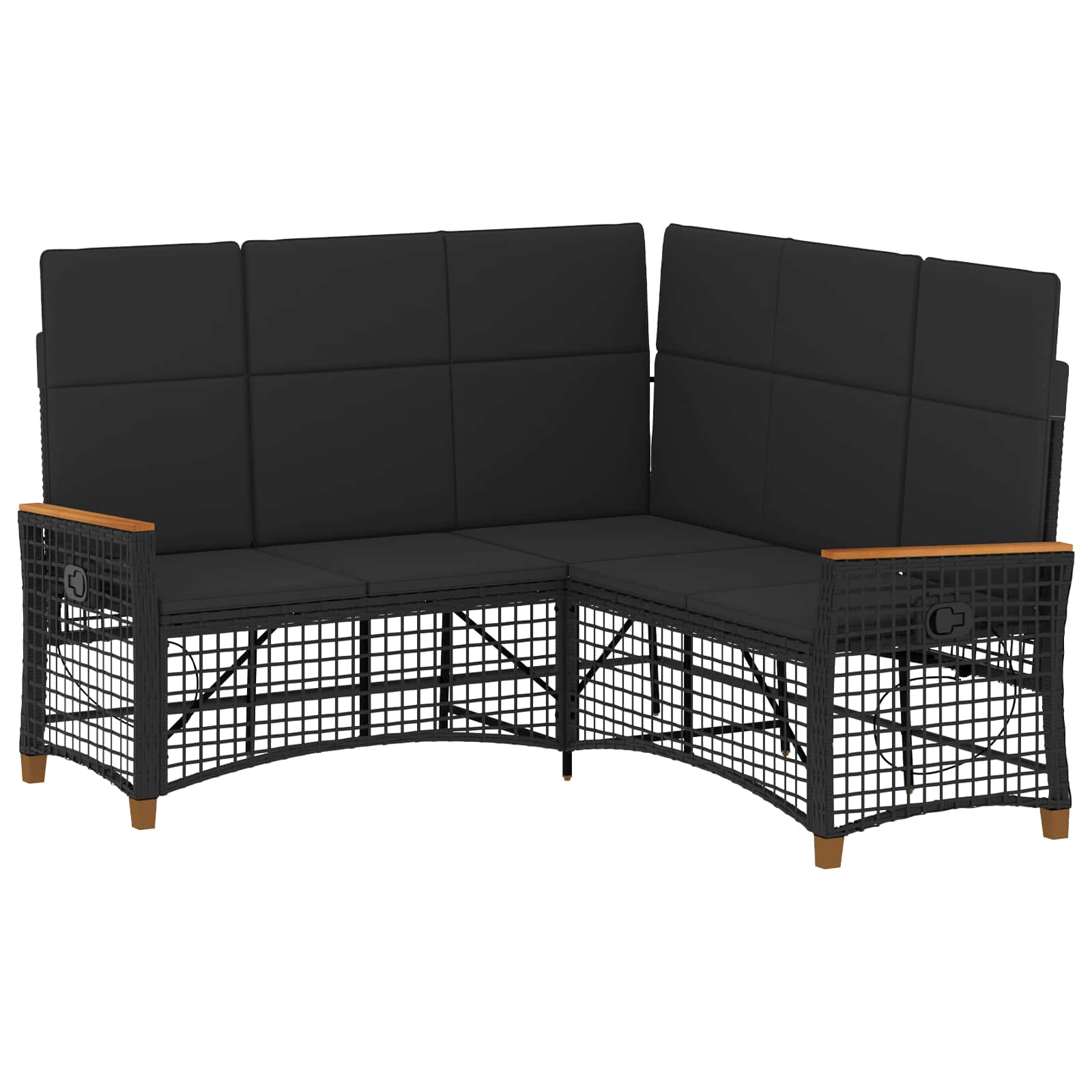 Garten Liegesofa Set Verstellbar Schwarz 164 x 164 x 112 cm