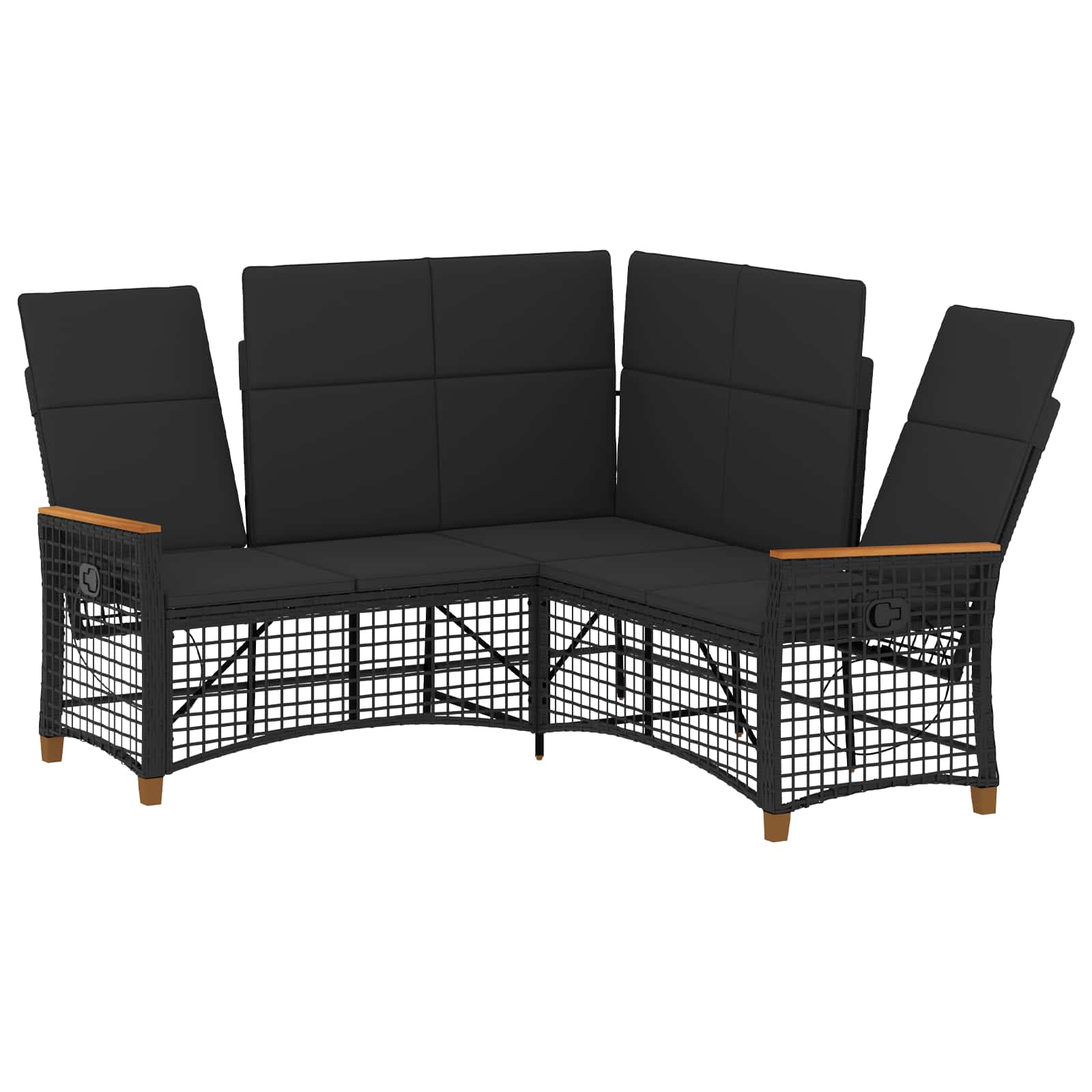 Garten Liegesofa Set Verstellbar Schwarz 164 x 164 x 112 cm