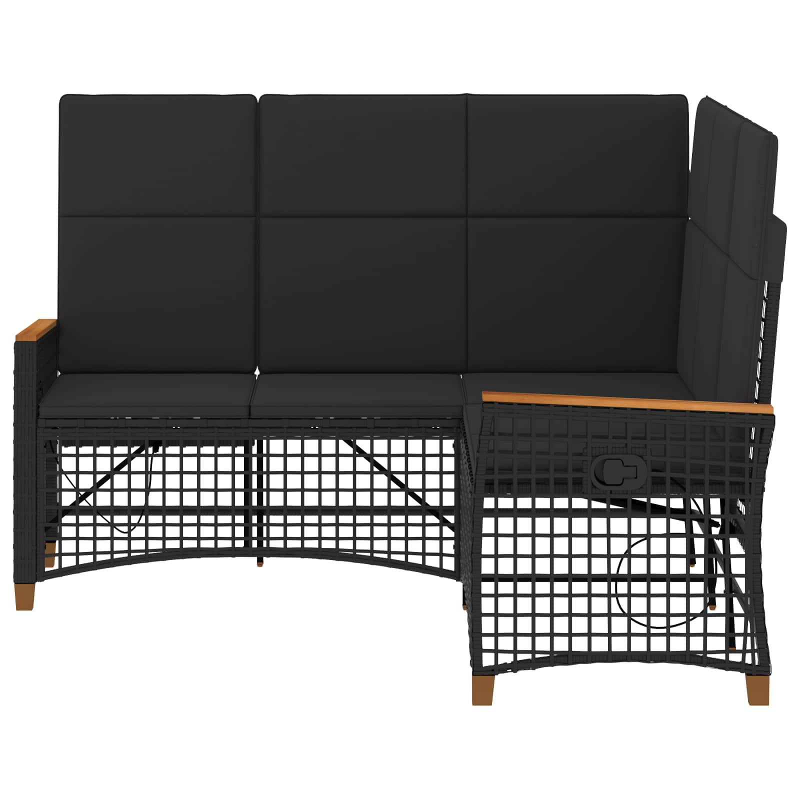 Garten Liegesofa Set Verstellbar Schwarz 164 x 164 x 112 cm