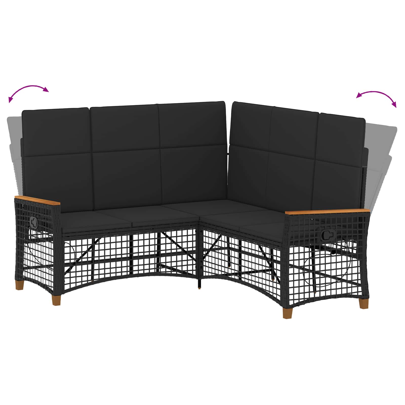 Garten Liegesofa Set Verstellbar Schwarz 164 x 164 x 112 cm